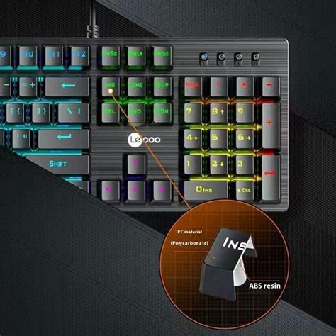 LENOVO LECOO GK302 USB Wired Mechanical Keyboard Colorful Backlit 104 ...