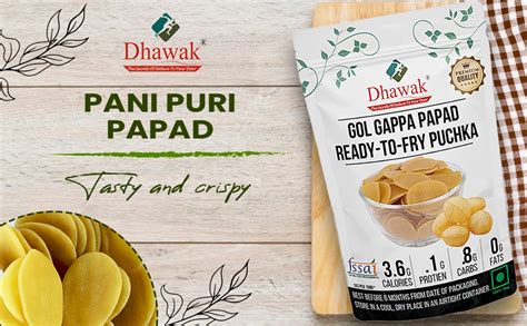 Dhawak Ready-to-Fry Dry GOL Gappa ( Pani Puri Papad ) - 400 GMS ...
