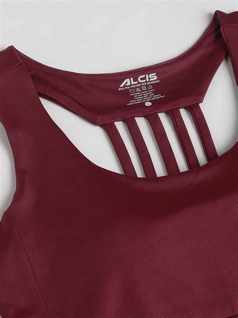 Alcis Women Red Plum Anti-Static Slim-Fit Low-Impact Sports Bra – ALCIS ...