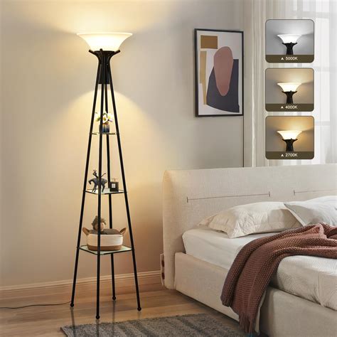 Glass Floor Lamp With Shelf Modern Floor Lamp W/ Shelves And