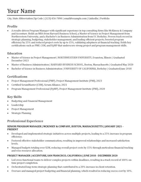 Image result for Program Manager Resume Examples