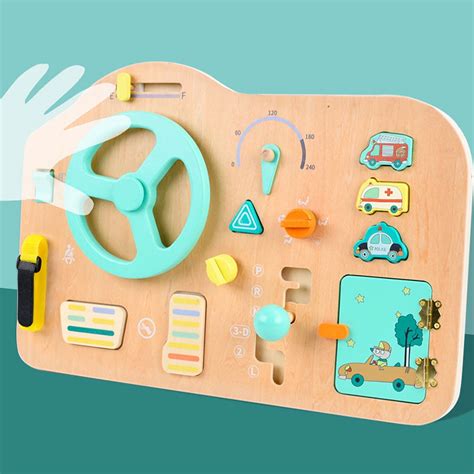 Buy Busy Board Wooden Steering Wheel Sensory Activity Board Toy Basic ...