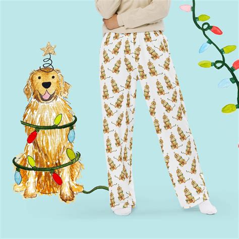 Festive Christmas Light Golden Retriever Pajama Pants | Golden ...