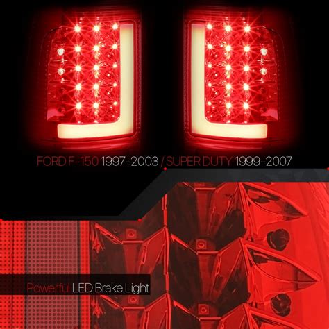 Buy Chrome/Red *TRON LED BAR* 3D Neon Tube Tail Light for 97-03 Ford ...
