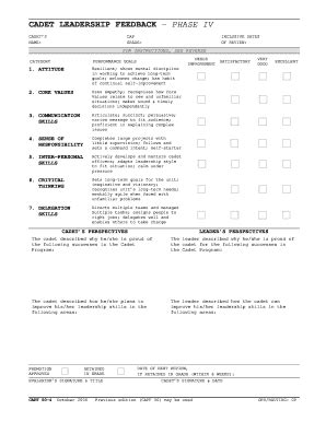 Fillable Online CADET LEADERSHIP FEEDBACK PHASE IV - Civil Air Patrol ...
