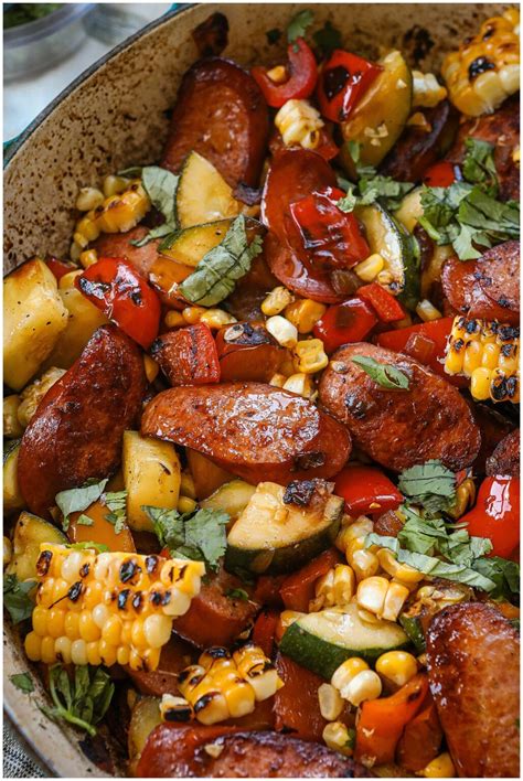 Summer Sausage Skillet with Andouille Sausage | Recipe | Recipes ...