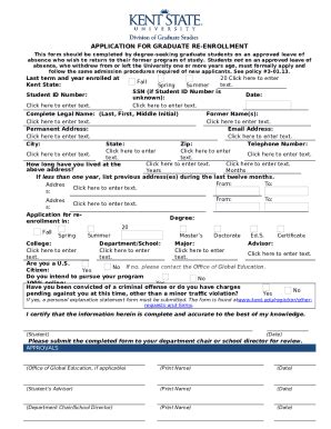 Graduate Request for Re-Entrance Doc Template | pdfFiller