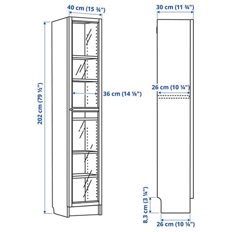 BILLY / OXBERG bookcase with glass door, white/glass, 40x30x202 cm (153 ...