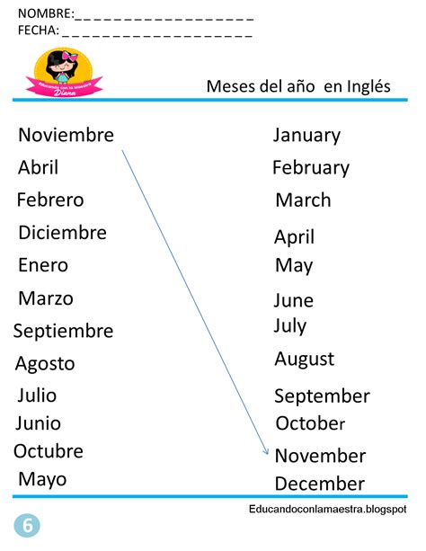 Educando con la Maestra: Dias de las semana y Meses en Ingles/ fichas ...