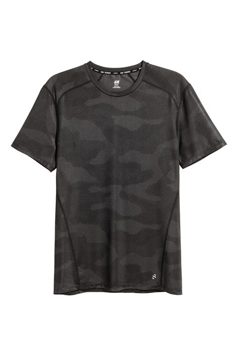 Short-sleeved sports top - Black/Patterned - Men | H&M IN