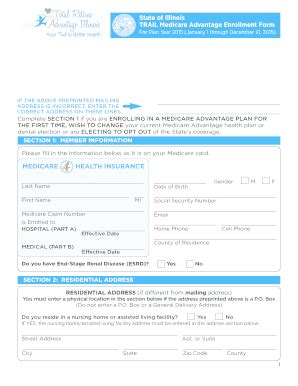 Fillable Online illinois State of Illinois TRAIL Medicare Advantage ...