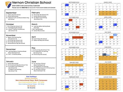 2024-2025 School Calendar - Vernon Christian School