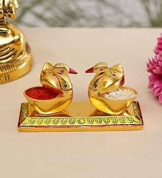 KridayKraft Swan Duck Shap Haldi,KumKum Holder,Chandan Roli Box,Love ...
