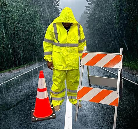 OrangeGear® Hooded Lime Waterproof Rain Jacket & Pants Set - Safety ...