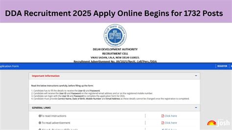 DDA Recruitment 2025 Apply Online Begins for 1732 Posts at dda.gov.in ...