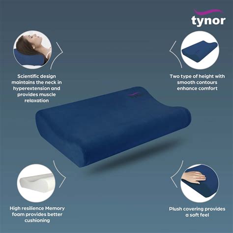 Buy TYNOR CONTOURED CERVICAL PILLOW MEMORY FOAM, BLUE, UNIVERSAL SIZE ...