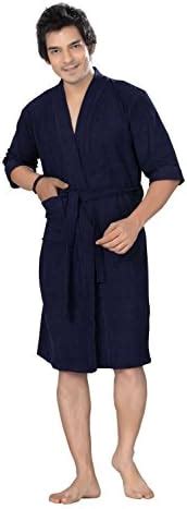 Buy Superior Men's Terry Towel Cotton Bathrobe (Navy Blue, Full) Online ...