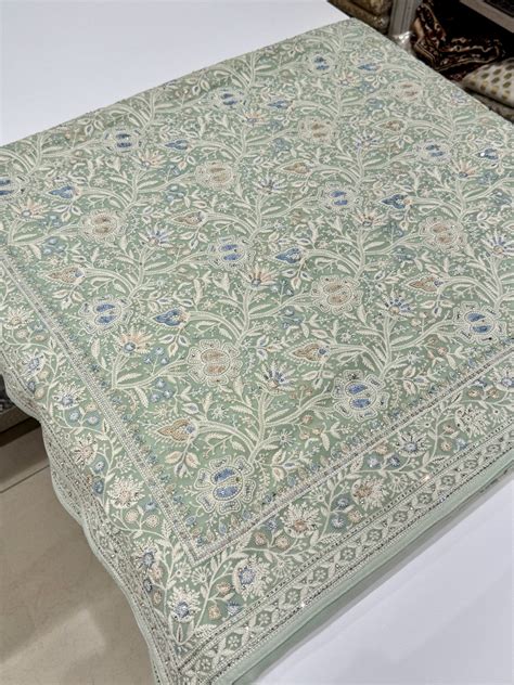 Pista Green Chikankari Saree Floral Design