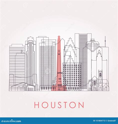 Outline Houston Skyline With Blue Buildings. Vector Illustration ...