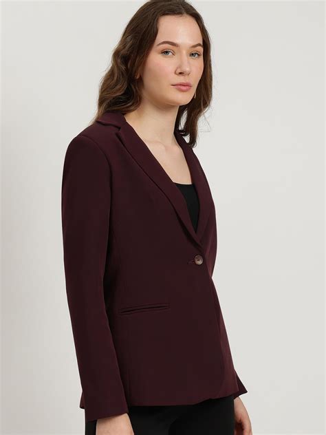Buy Wine Single Breasted Blazer Online | FableStreet
