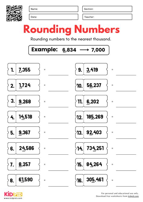 Rounding Numbers to Nearest 1000 Worksheet For Grade 5 - Kidpid