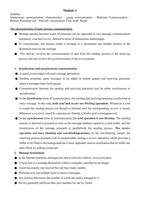 Module 3 DC - DC notes 2015 scheme - Module 3 Syllabus Interprocess ...