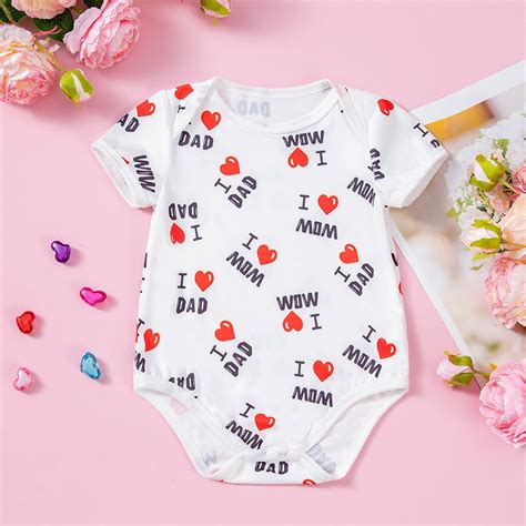 Baby Rompers Girl Girls Summer Heart Letter Prints Soft Breathable ...