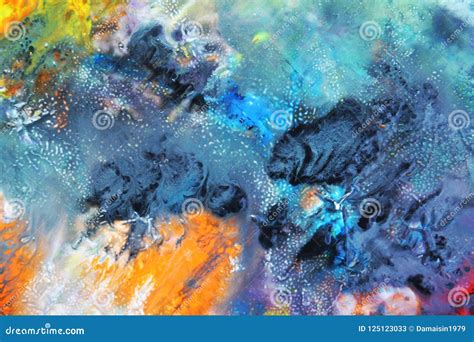 Blue Orange Yellow Contrast Icy Background, Painting Watercolor ...