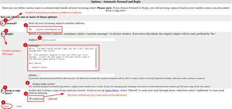 How will I set a vacation message and/or forwarder