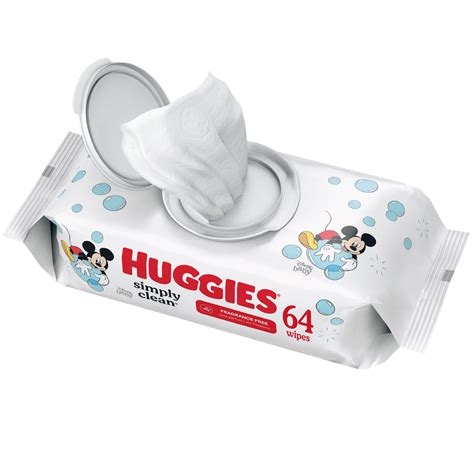 Huggies Simply Clean Unscented Baby Wipes, 1 Flip-Top Pack (64 Wipes ...