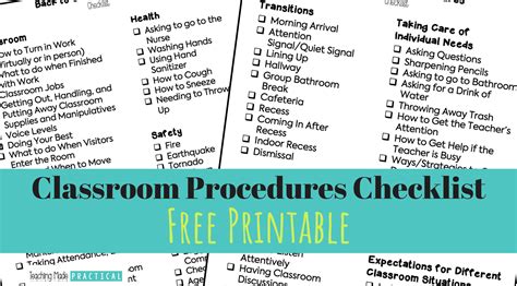 Image result for Classroom Procedure Checklist