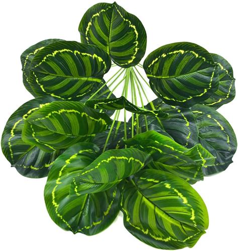 Buy Artificial Palm Plants Leaves 29 Faux Turtle Leaf Fake Tropical ...