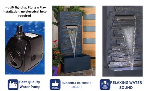 EXPLEASIA 4ft Stone Wall Waterfall Water Fountain for Home Living Room ...
