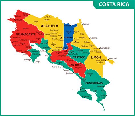 Costa Rica Map of Regions and Provinces - OrangeSmile.com