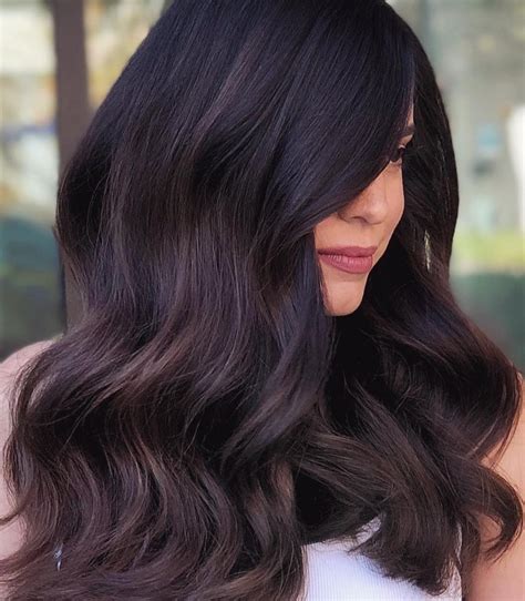 Jet Black Hair With Dark Brown Highlights