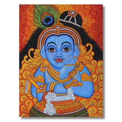 Baby Krishna Kerala Mural Painting on Canvas for Living Room buy Online ...