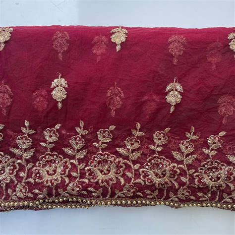 Maroon and Gold Thread Net Sequenced Dupatta – anokherang