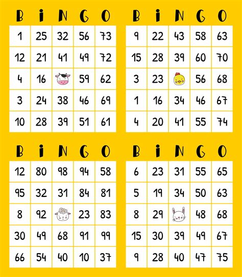 Printable bingo cards with numbers 1 75 - mondsae