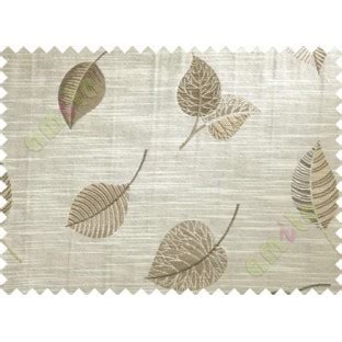 Brown Beige Peepal Leaf Polycotton Main Curtain-Designs