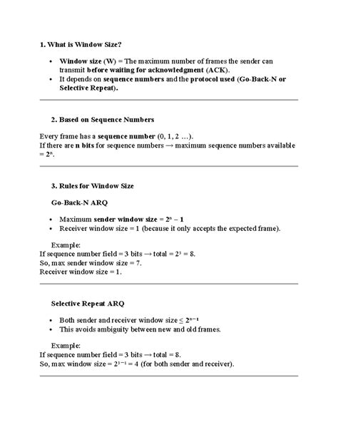 Sliding Window Protocol Overview and Examples - Studocu