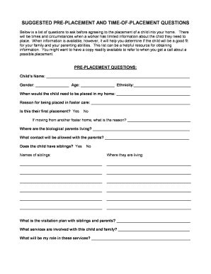 SUGGESTED PRE-PLACEMENT AND TIME-OF-PLACEMENT QUESTIONS - Ifapa - Fill ...