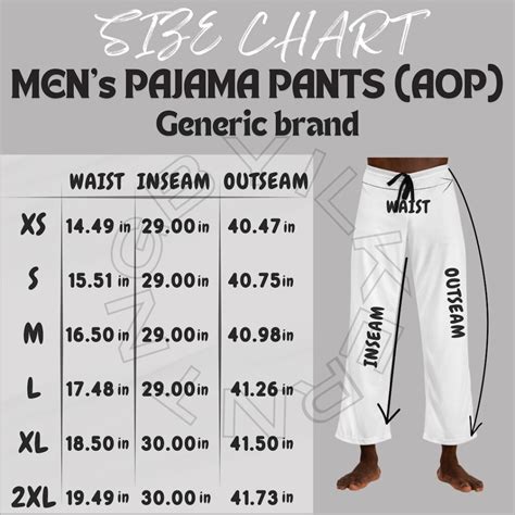 Men Pants Size Chart - SizeChartMen.com