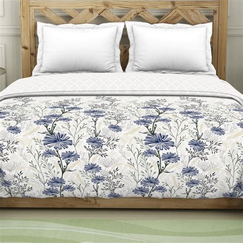 Buy Spaces Blockbuster White Printed Cotton King Size Quilt - 224X270Cm ...