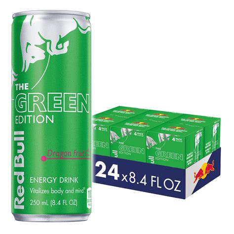 Red Bull Green Edition Dragon Fruit Energy Drink, 8.4 fl oz, 6 Packs of ...