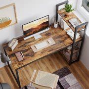Buy Bestier Computer Desk with Storage Shelves 55 inch Writing Study ...