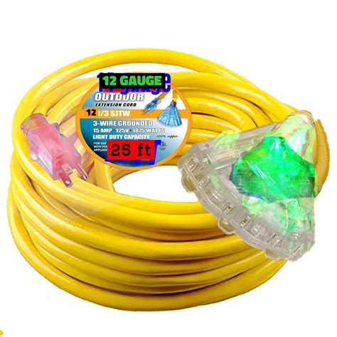 12 Gauge Power Extension Cord Heavy Duty Indoor/Outdoor 12 3 Extension ...