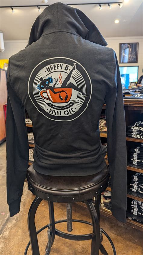 Queen B Vinyl Cafe Logo Zip Up Hoodie - Queen B Vinyl Cafe
