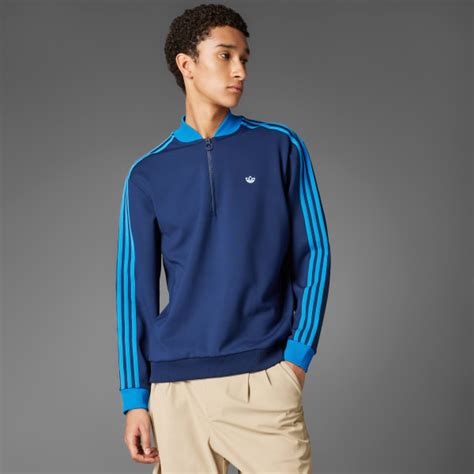 adidas Originals 3-Stripes 1/4 Zip Sweatshirt - Blue | Free Shipping ...