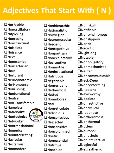 Adjectives That Start With the Letter N - Vocabulary Point