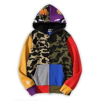 Buy CHROES® Hoodie Shark Jaw Camo Hoodie Shark Ape Full Zip Sweatshirt ...